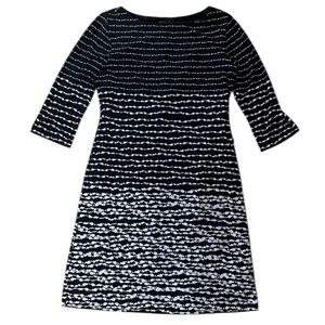 Taylor Black and White Ombré Dot Striped 3/4 Sleeve Dress, Size 6